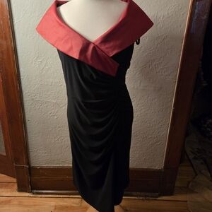 Joseph Ribkoff Black & Red Off Shoulder Cocktail Dress Size 14